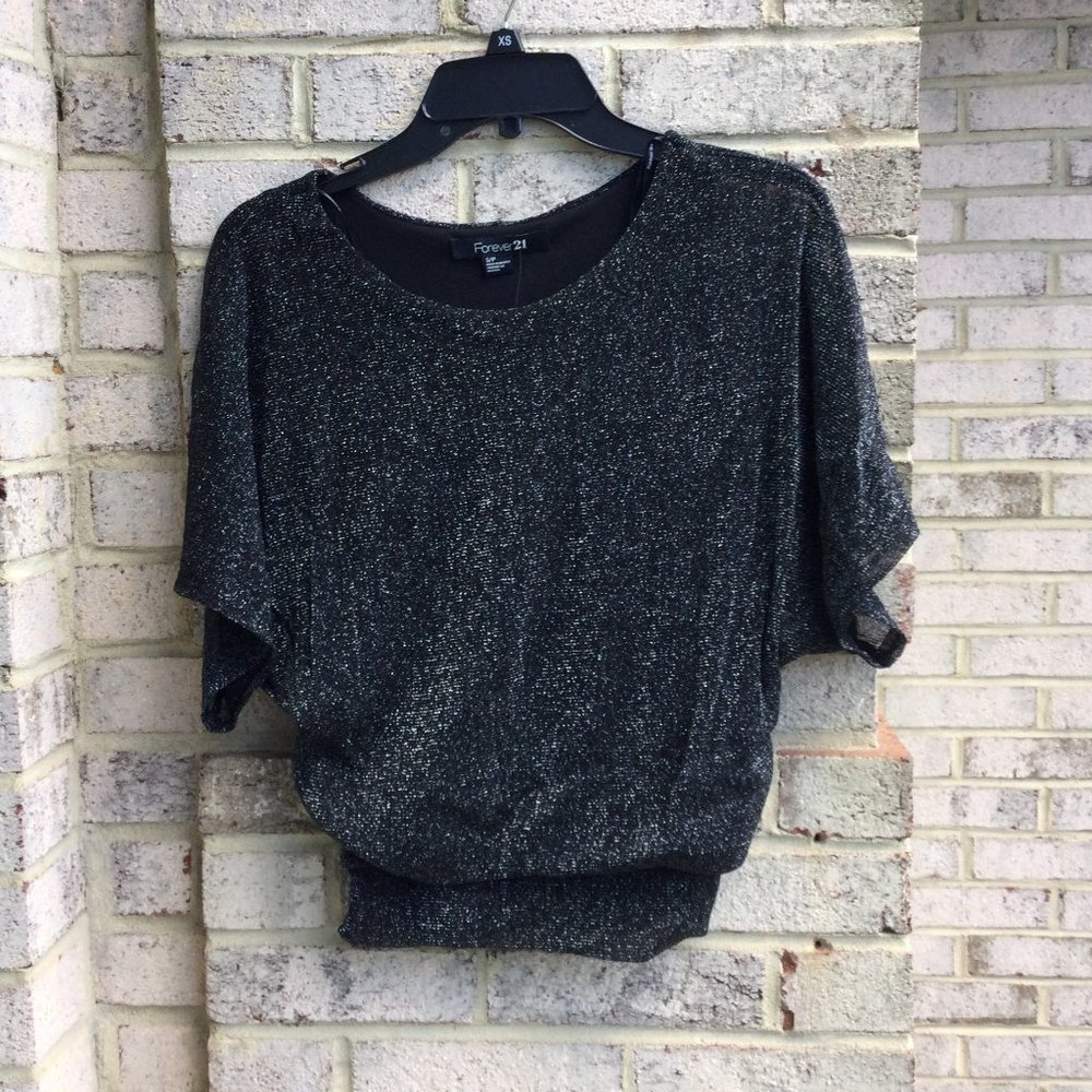 Forever 21 Metallic Luster Black Top